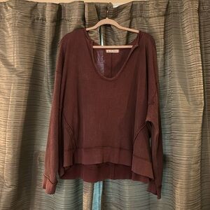 Free People Buttercup Thermal Top. Color: Smokey Wings. Size: Medium.